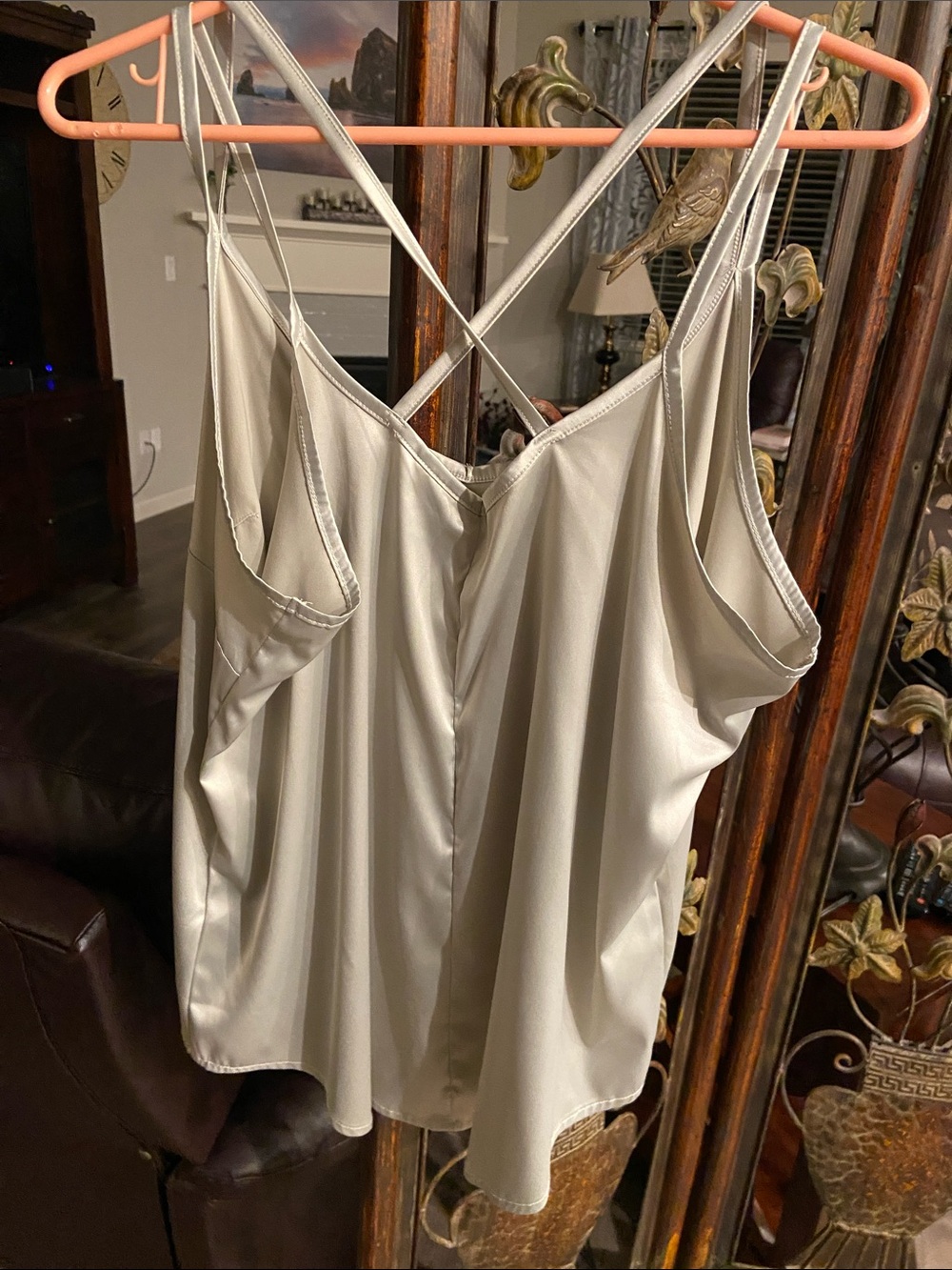 LuLaRoe Satin Crisscross Back Cami - Light Gray